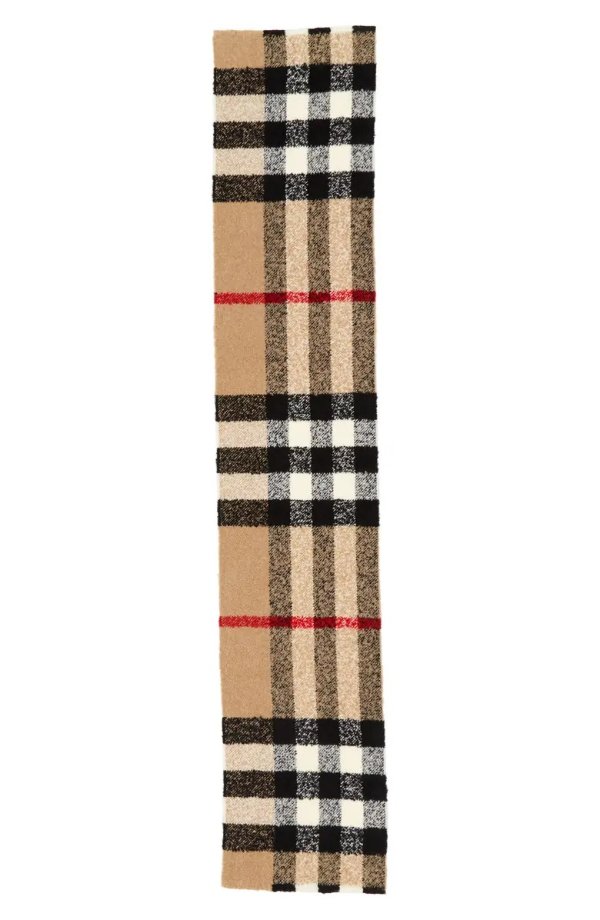 Mega Check Cashmere, Wool & Silk Boucle Scarf