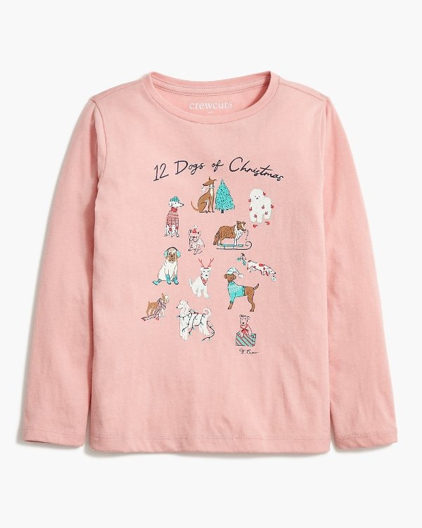 Girls' "12 dogs of Christmas" graphic tee