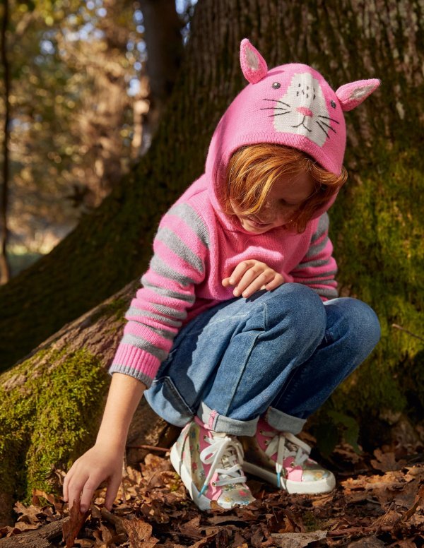 Bunny Knitted Hoodie - Formica Pink | Boden US