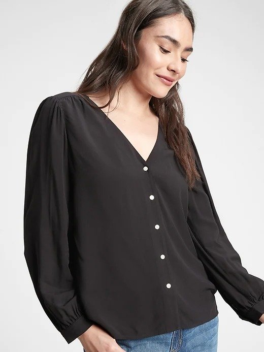 Button-Front Print Top