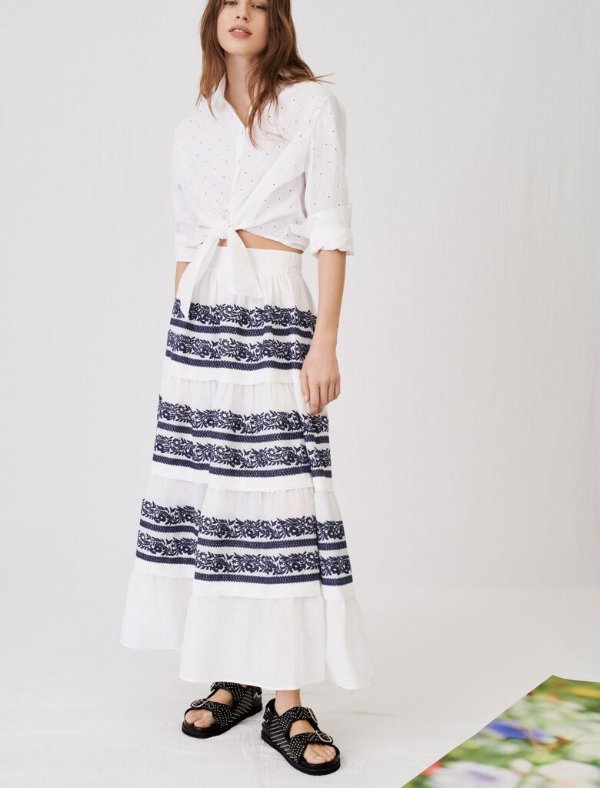 221JOLIPA Skirt with all-over embroidery