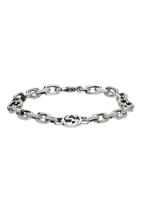 Silver Chain Interlocking G Bracelet