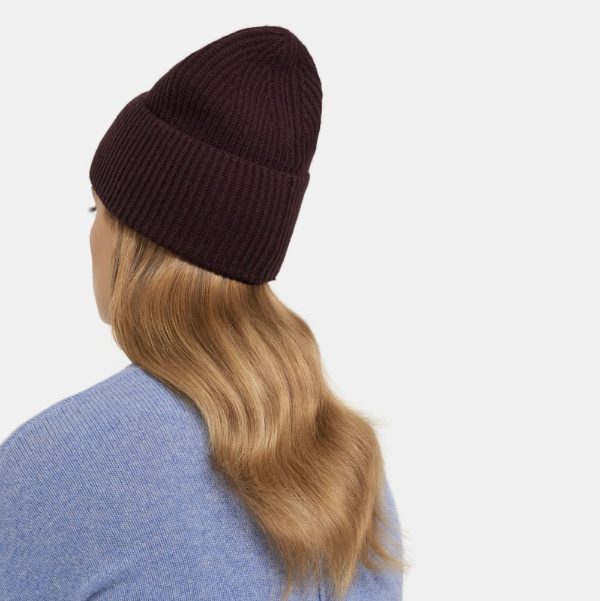 Ribbed Beanie in Wool-Cashmere