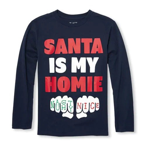 Boys Long Sleeve 'Santa Is My Homie' Graphic Tee