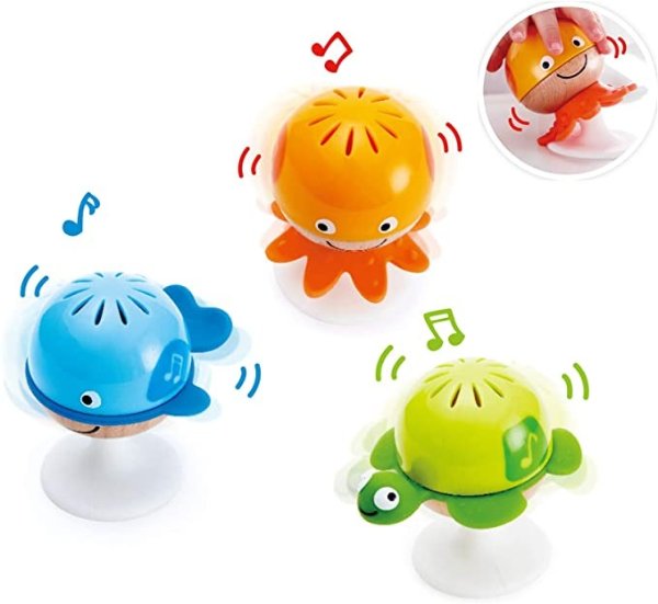 Put-Stay Rattle Set | Three Sea Animal Suction Rattle Toys, Baby Educational Toy Set, Multi, 5'' x 2'' (E0330)
