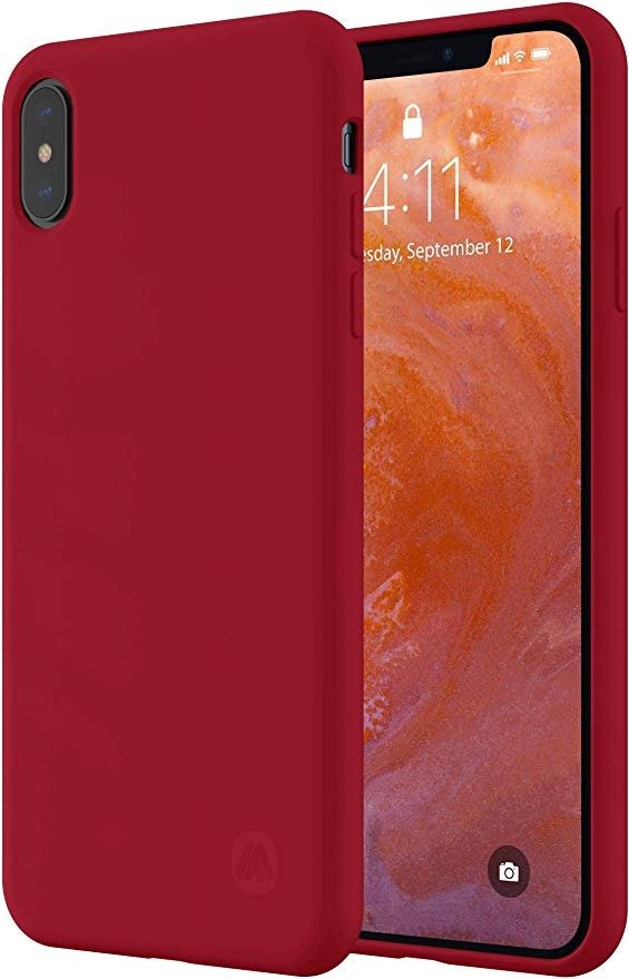 Altigo iPhone Xs Max Slim Case (Red) - Silicone Gel Rubber