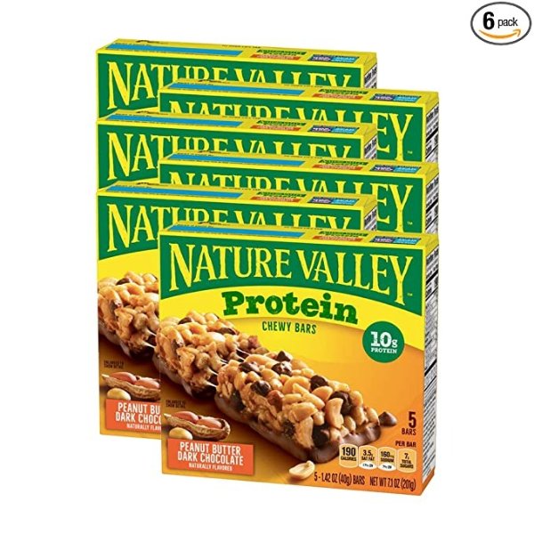 Chewy Granola Bar, Protein, Peanut Butter Dark Chocolate, 5 Bars-1.42 Ounce each, 7.1 Ounce (Pack of 6)