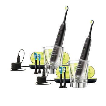 Sonicare DiamondClean Rechargeable Electric Toothbrush 2-handle Pack, Black