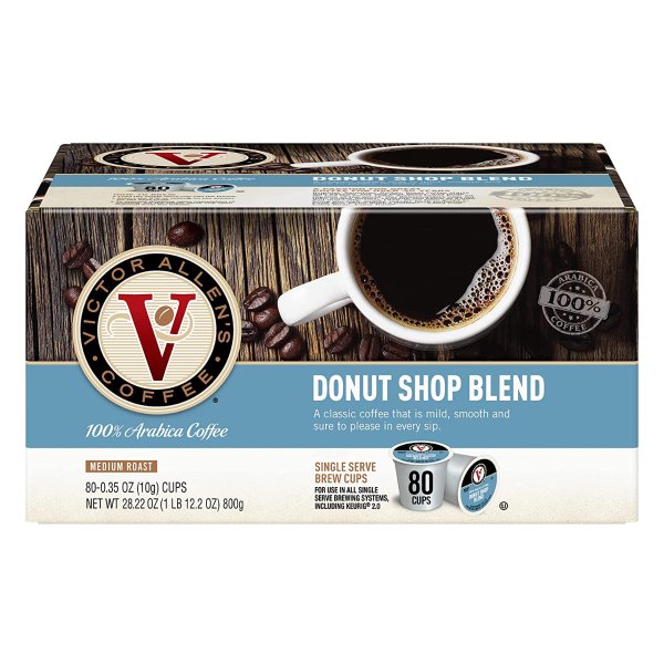 Coffee Donut Shop Blend, Medium Roast, 80 Count, Single Serve Coffee Pods for Keurig K-Cup Brewers