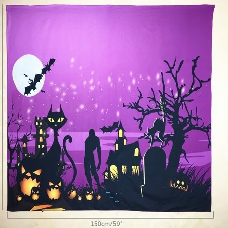 150 x 150cm Skull Witch Pumpkin Castle Halloween Tapestry Wall Hanging Decor