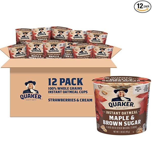 Instant Oatmeal Express Cups, Maple & Brown Sugar, 1.69 Ounce (Pack of 12)