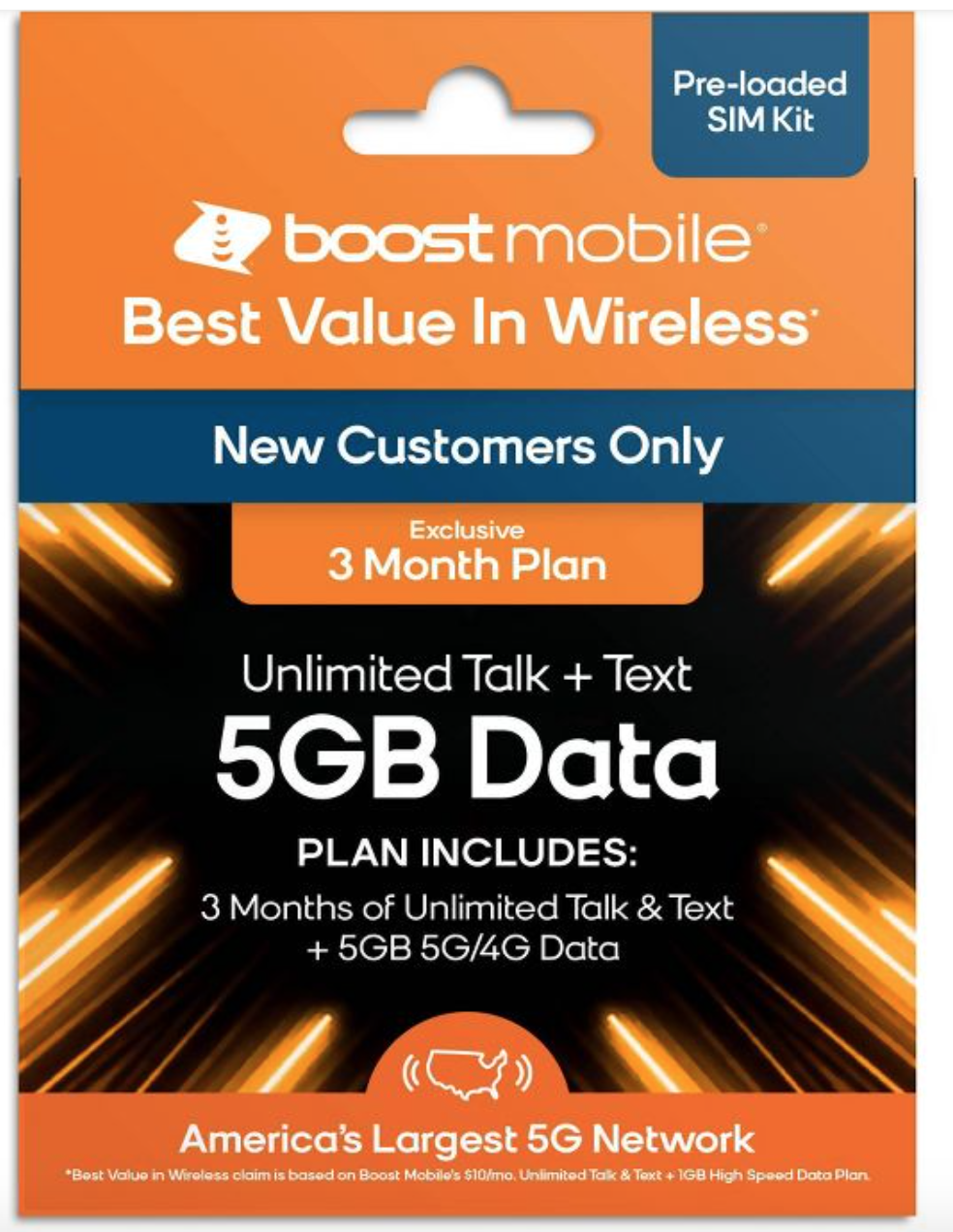 Boost Mobile (5gb) Data 3 Month 手机卡