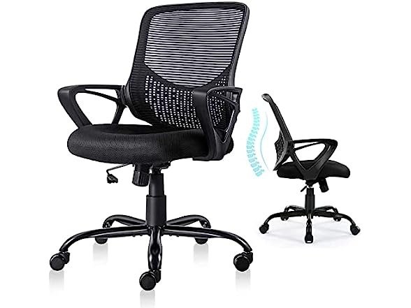 Ergonomic Computer Chair Mesh Back Desk Chair Mid Back Task Chair with Armrests/Height Adjustable