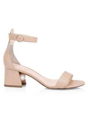 - Miri Faux Pearl Leather Ankle-Strap Sandals
