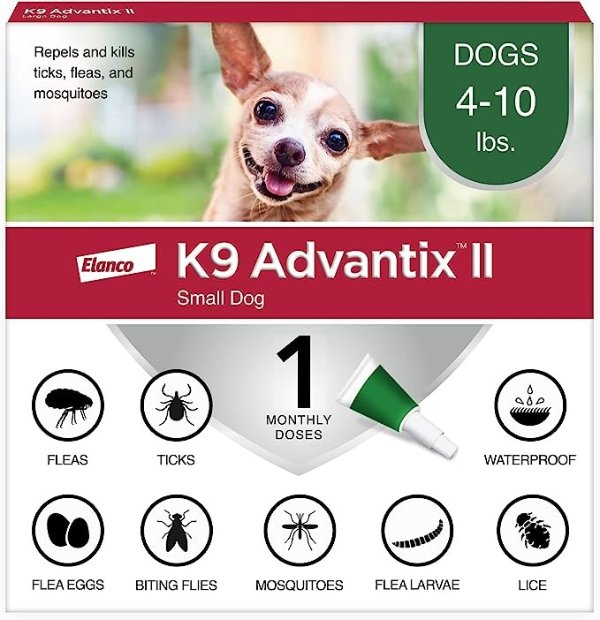 Small Dog Vet-Recommended Flea, Tick & Mosquito Treatment & Prevention | Dogs 4-10 lbs. | 1-Mo Supply