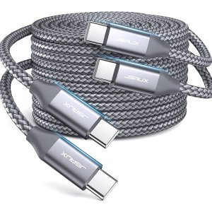 2-Pack 6.6' JSAUX USB-C to USB-C 60W Charging Cable Cord (Grey)