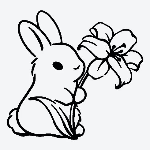 可爱花朵兔兔刺青墨印贴