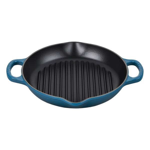 9.5-Inch Deep Round Enamel Cast Iron Grill Pan