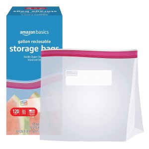 Amazon Basics 1加仑食品保鲜袋, 120个 不含BPA