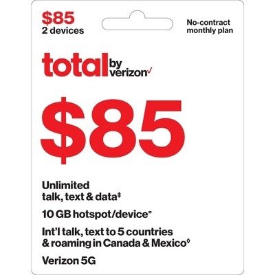By Verizon $85 Unlimited Talk, Text & Data 2-Device No Contract Monthly Plan (Email Delivery)