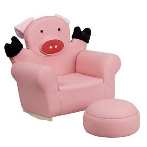 Flash Furniture HR-32-GG Kids Pig Rocker Chair and Footrest