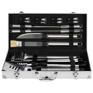 19pc Stainless Steel BBQ Grill Tool Set With Aluminum Storage Case