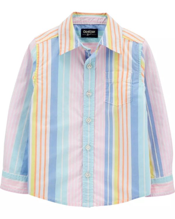 Striped Button-Front Shirt