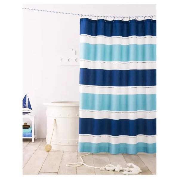 Cool Rugby Stripe Shower Curtain Blue Lake - Pillowfort&#8482;