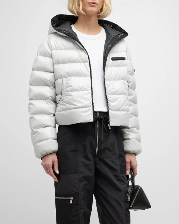Nere Hooded Puffer Jacket with Logo Patch