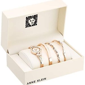 Anne Klein 施华洛世奇水晶玫瑰金腕表套装热卖