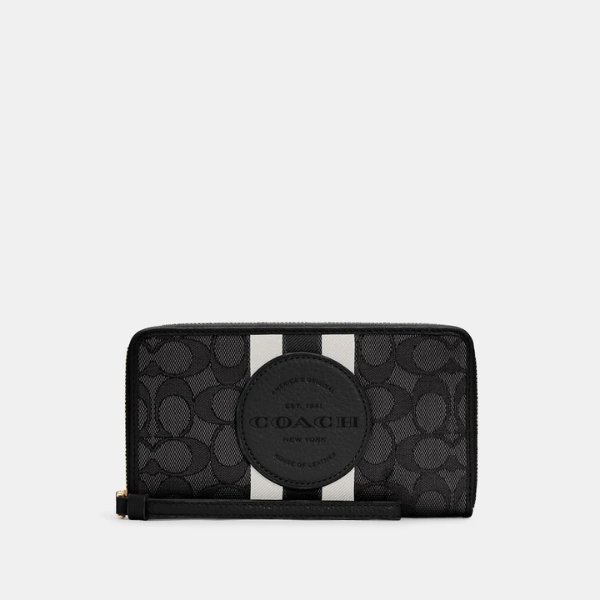 COACH Dempsey Large Phone Wallet In Signature Jacquard With Stripe And Coach Patch