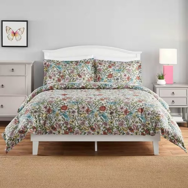 Eva 2-Piece Whimsy Floral Cotton Blend Twin Comforter Set
