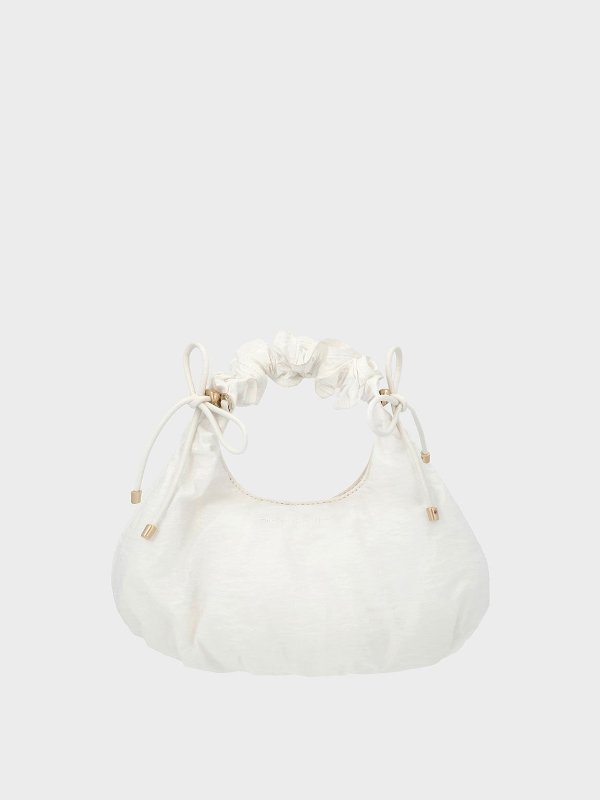 White Maisy Ruched Nylon Bag | CHARLES & KEITH