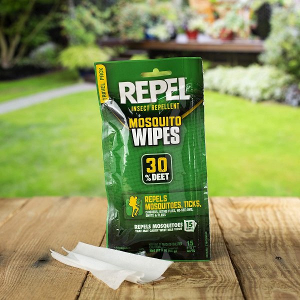 Repel 防蚊虫湿巾 15片 含30%避蚊胺