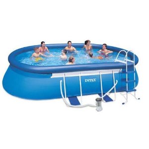 Intex 18英尺x42英寸时尚立地式管架家庭游泳池特卖 