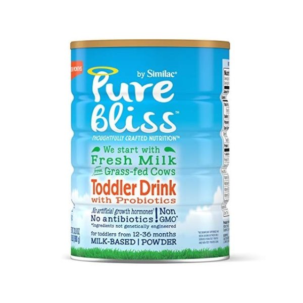 Pure Bliss by Similac Toddler Drink with Probiotics, Starts with Fresh Milk from Grass-Fed Cows, One Month Supply, 31.8 ounces (Pack of 4)