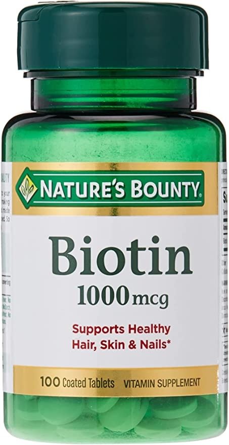 Biotin by Nature's Bounty, Vitamin Supplement, Supports Metabolism for Cellular Energy and Healthy Hair, Skin, and Nails, 1000 mcg, 100 Tablets
