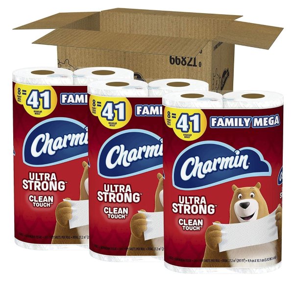 Charmin Ultra Strong Clean Touch Toilet Paper, 24 Family Mega Rolls