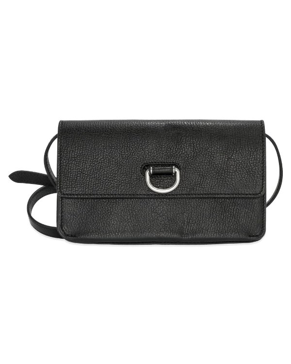 D-Ring Black & Emerald Leather Shoulder Handbag 8005344