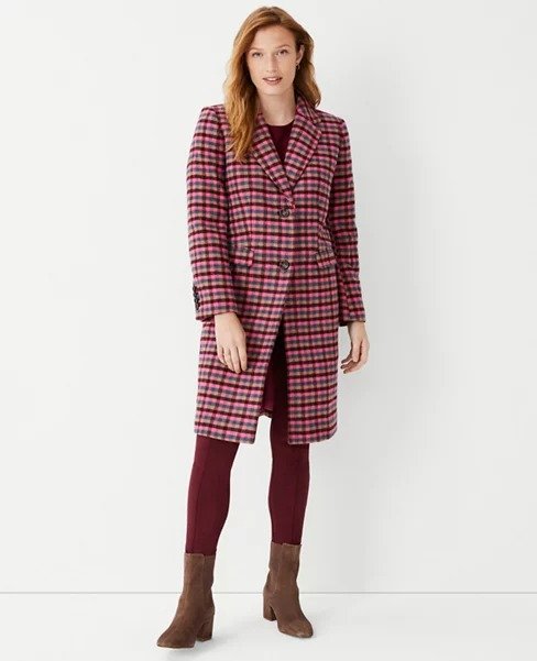 Checked Chesterfield Coat | Ann Taylor