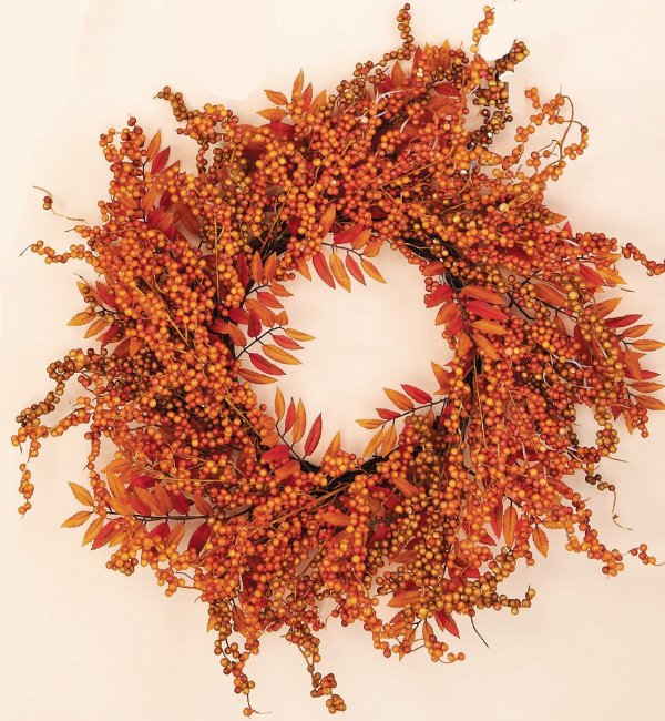 18" Fall Berry Fern Wreath - Farmhouse - Wreaths And Garlands - by WORTH IMPORTS