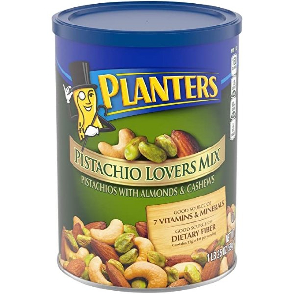 Pistachio Lover's Mix, 1.15 lb. Resealable Canister - Deluxe Pistachio Mix: Pistachios, Almonds & Cashews Roasted in Peanut Oil with Sea Salt - Kosher, Savory Snack