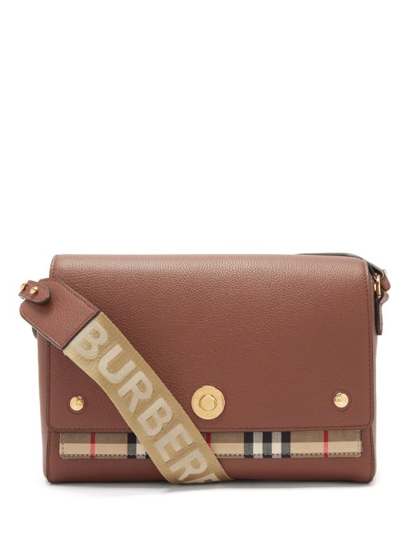 Vintage-check canvas and leather cross-body bag | Burberry