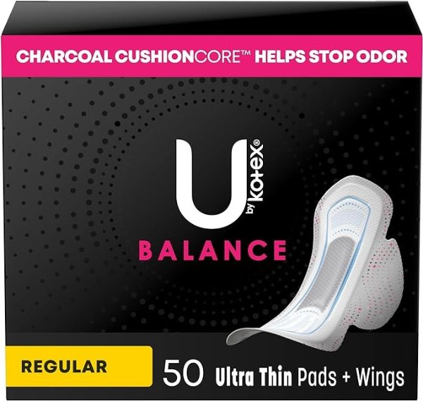 Balance Ultra Thin Pads with Wings, Regular Absorbency, 50 Count