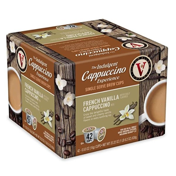Coffee French Vanilla Flavored Cappuccino Mix, 42 Count, Single Serve K-Cup Pods for Keurig K-Cup Brewers