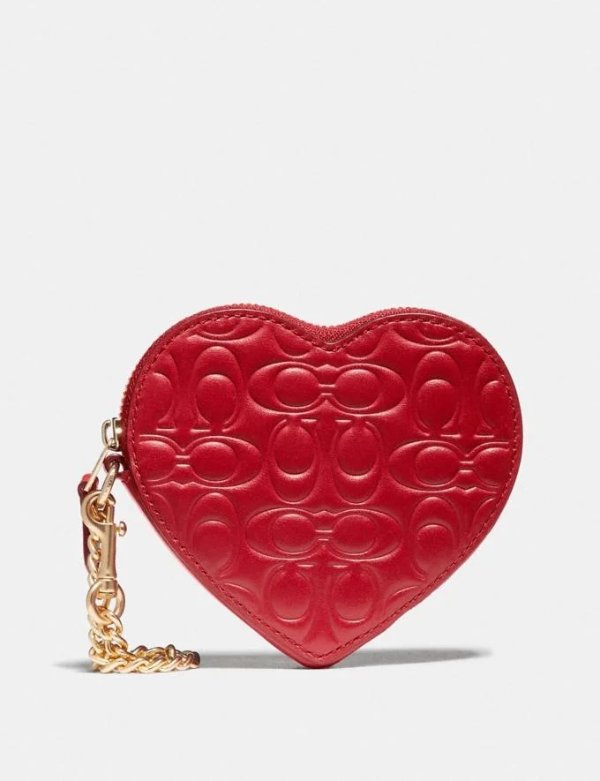 Heart Coin Case in Signature Leather