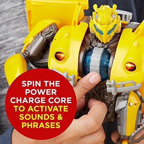 : Bumblebee Movie Toys, Power Charge Bumblebee Action Figure - Spinning Core, Lights and Sounds - Toys for Kids 6 and Up, 10.5-inch