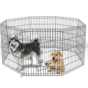 OxGord 42" Tall Wire Fence Pet Dog Folding Exercise Yard 8 Panel Metal Play-Pen