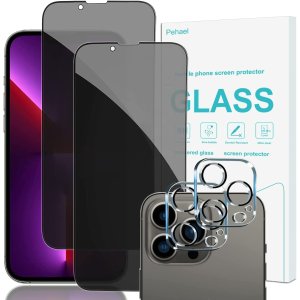 Pehael [2+2 Pack] iPhone 13 Pro Max Privacy Screen Protector