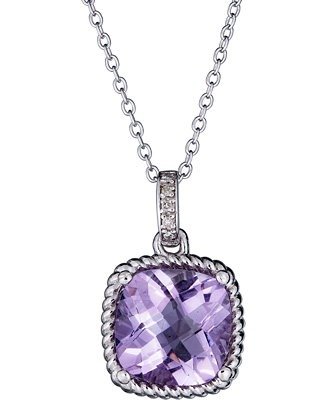 Pink Amethyst (3 ct. t.w.) & Diamond Accent 18" Pendant Necklace in Sterling Silver (Also in Green Amethyst & Sky Blue Topaz)